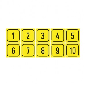 Aufkleber Zahlen-Set "1-10" · viereckig - schwarz / gelb | stark haftend