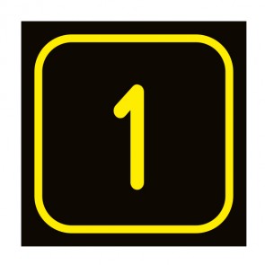 Aufkleber Zahlen-Set "1-1" · viereckig - gelb / schwarz