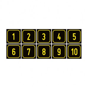 Aufkleber Zahlen-Set "1-10" · viereckig - gelb / schwarz