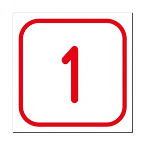 Aufkleber Zahlen-Set "1-1" · viereckig - rot / weiß | stark haftend