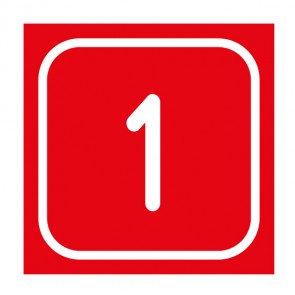 Schilder Zahlen-Set "1-1" · viereckig - weiß / rot