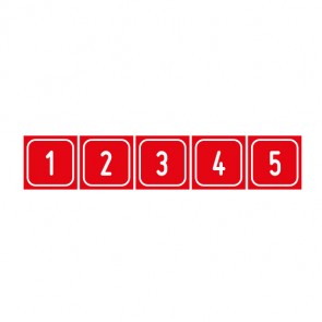 MAGNETSCHILD Zahlen-Set "1-5" · viereckig - weiß / rot