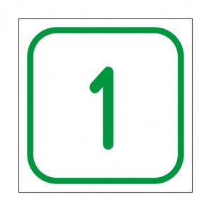 Aufkleber Zahlen-Set "1-1" · viereckig - grün / weiß