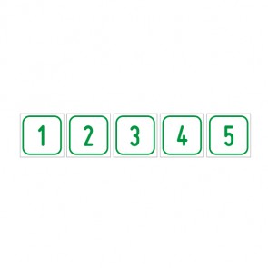Schilder Zahlen-Set "1-5" · viereckig - grün / weiß