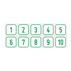 Aufkleber Zahlen-Set "1-10" · viereckig - grün / weiß | stark haftend