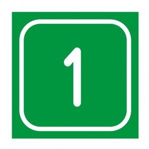 Aufkleber Zahlen-Set "1-1" · viereckig - weiß / grün