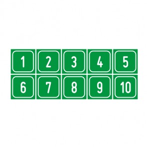 Schilder Zahlen-Set "1-10" · viereckig - weiß / grün