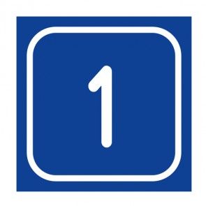 Schilder Zahlen-Set "1-1" · viereckig - weiß / blau