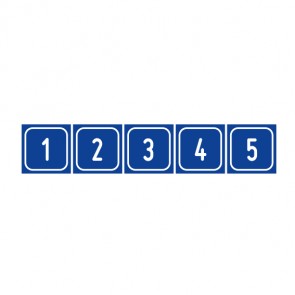 Aufkleber Zahlen-Set "1-5" · viereckig - weiß / blau | stark haftend