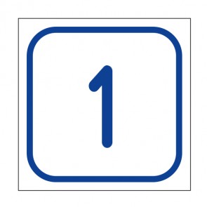 Schilder Zahlen-Set "1-1" · viereckig - blau / weiß