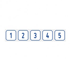 Aufkleber Zahlen-Set "1-5" · viereckig - blau / weiß | stark haftend