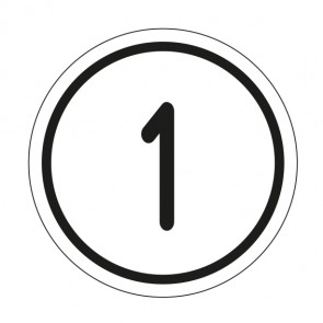 Schilder Zahlen-Set "1-1" · rund · schwarz / weiß