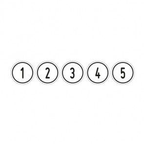 Schilder Zahlen-Set "1-5" · rund · schwarz / weiß