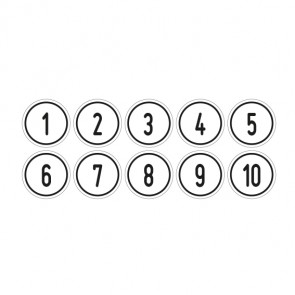 Schilder Zahlen-Set "1-10" | rund · weiß