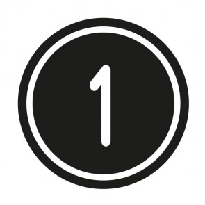 Schilder Zahlen-Set "1-1" · rund · weiß / schwarz