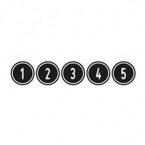 Aufkleber Zahlen-Set "1-5" | rund · schwarz | stark haftend