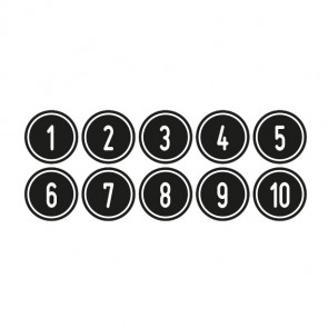 Aufkleber Zahlen-Set "1-10" · rund · weiß / schwarz