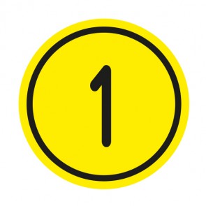 Schilder Zahlen-Set "1-1" · rund · schwarz / gelb | selbstklebend