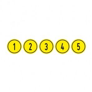 Schilder Zahlen-Set "1-5" · rund · schwarz / gelb | selbstklebend