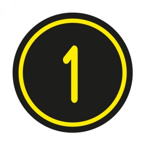 Schilder Zahlen-Set "1-1" · rund · gelb / schwarz | selbstklebend