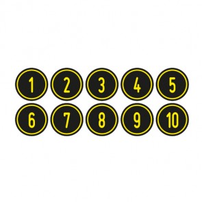 Aufkleber Zahlen-Set "1-10" · rund · gelb / schwarz | stark haftend