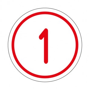 Schilder Zahlen-Set "1-1" · rund · rot / weiß