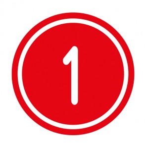 Aufkleber Zahlen-Set "1-1" · rund · weiß / rot