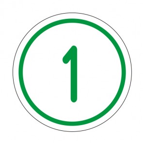 Aufkleber Zahlen-Set "1-1" · rund · grün / weiß | stark haftend