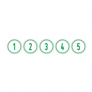 Schilder Zahlen-Set "1-5" · rund · grün / weiß | selbstklebend