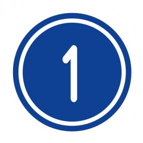 MAGNETSCHILD Zahlen-Set "1-1" · rund · weiß / blau