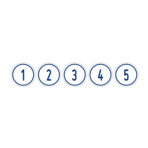 Aufkleber Zahlen-Set "1-5" · rund · blau / weiß | stark haftend