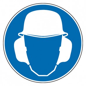 Fußbodenaufkleber Gebotszeichen Gehör- und Kopfschutz benutzen