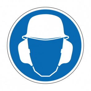Schild Gebotszeichen Gehör- und Kopfschutz benutzen (Gebotsschild)