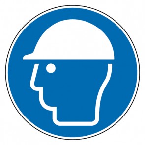 Schild Gebotszeichen Kopfschutz benutzen · selbstklebend