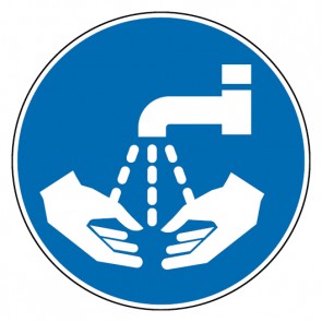 Schild Gebotszeichen Hände waschen · selbstklebend