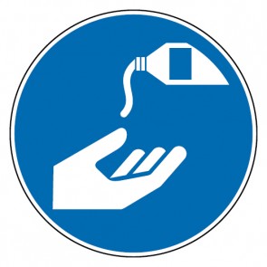 Schild Gebotszeichen Hautschutzmittel benutzen (Gebotsschild)