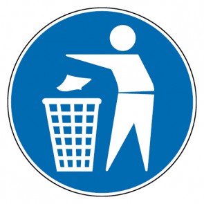 Schild Gebotszeichen Mülleimer benutzen · selbstklebend
