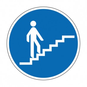 Schild Gebotszeichen Treppe aufwärts · selbstklebend