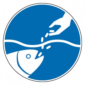Schild Gebotszeichen Fische füttern erlaubt · selbstklebend