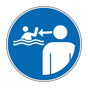 Schild Gebotszeichen Kinder in Wassereinrichtungen beaufsichtigen · selbstklebend