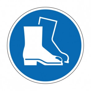 Schild Gebotszeichen Fußschutz benutzen · ISO_7010_M008 · selbstklebend