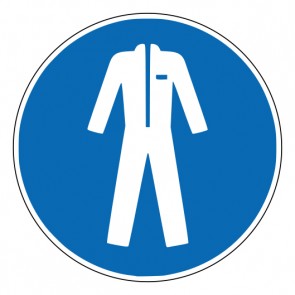 Schild Gebotszeichen Schutzkleidung benutzen · ISO 7010 M010 · selbstklebend