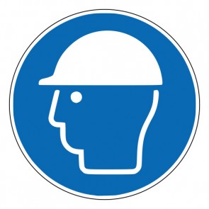 Aufkleber Gebotszeichen Kopfschutz benutzen · ISO_7010_M014 | stark haftend