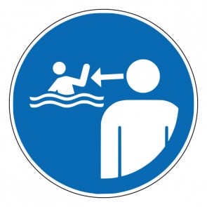 Aufkleber Gebotszeichen Kinder in Wassereinrichtungen beaufsichtigen · DIN 4844-2 WSM002  | stark haftend