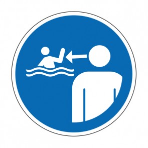 Schild Gebotszeichen Kinder in Wassereinrichtungen beaufsichtigen · ISO_7010_M054 · selbstklebend