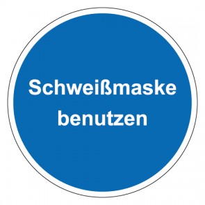 MAGNETSCHILD Gebotszeichen rund mit Text Schweißmaske benutzen