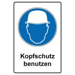 Aufkleber Gebotszeichen Piktogramm & Text deutsch · Kopfschutz benutzen (Gebotsaufkleber)