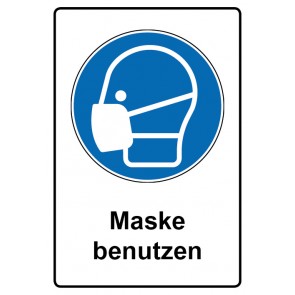 Schild Gebotzeichen Piktogramm & Text deutsch · Maske benutzen | selbstklebend (Gebotsschild)