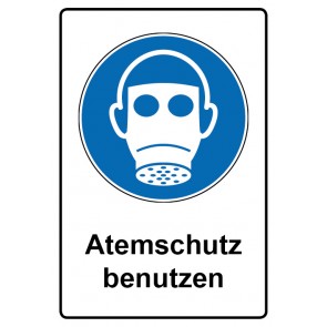 Aufkleber Gebotszeichen Piktogramm & Text deutsch · Atemschutz benutzen | stark haftend (Gebotsaufkleber)