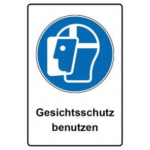 Schild Gebotszeichen Piktogramm & Text deutsch · Gesichtsschutz benutzen